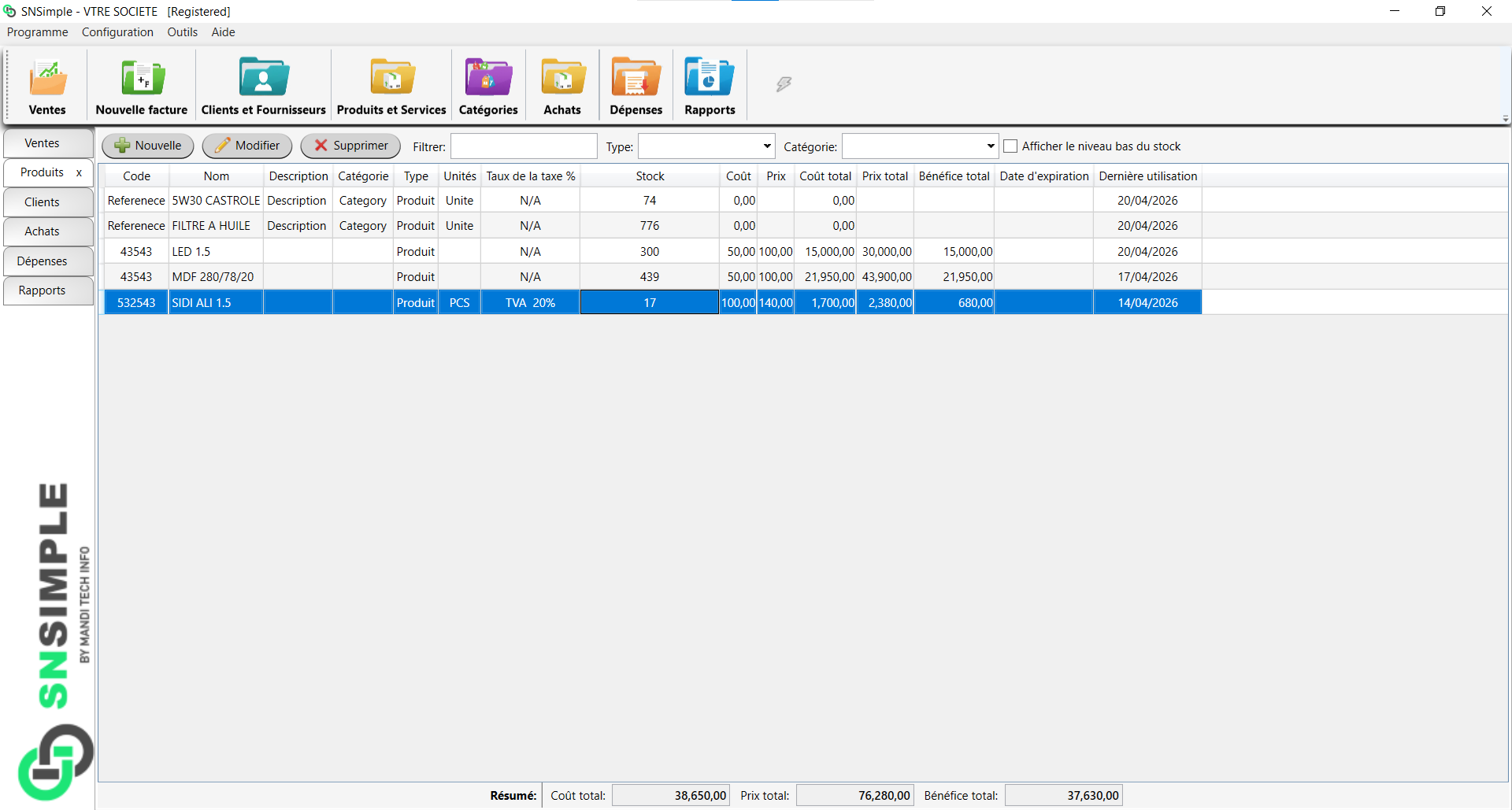 Gestion du stock